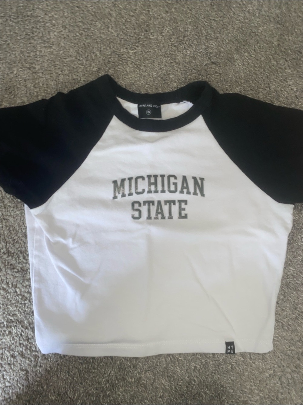 Hype Black and White Michigan State Crop Tee